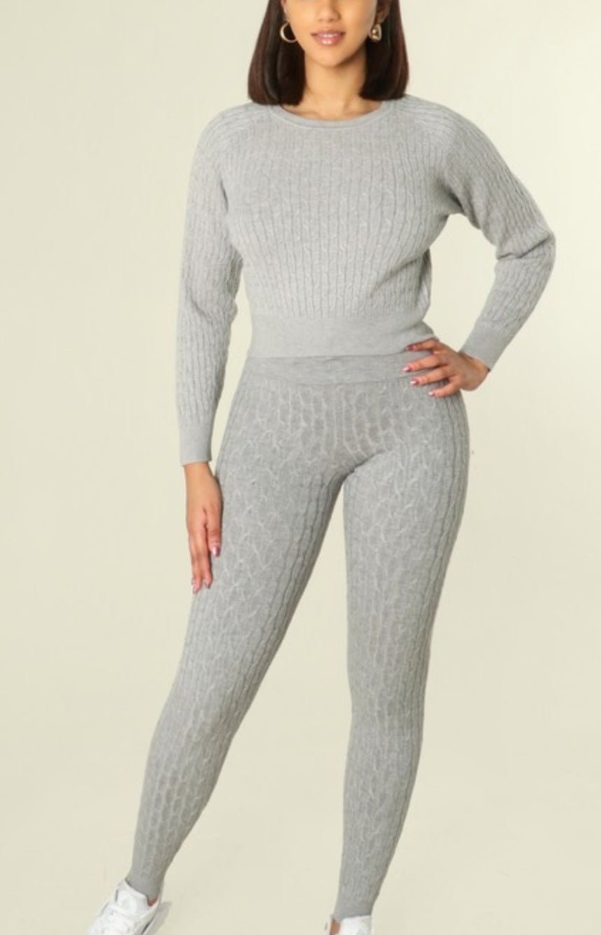 The Forever Cable Knit Sweater Set - Zoey n Pearl's