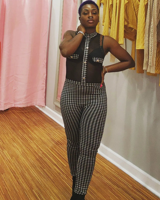 The Houndstooth Jumpsuit - Zoey n Pearl's