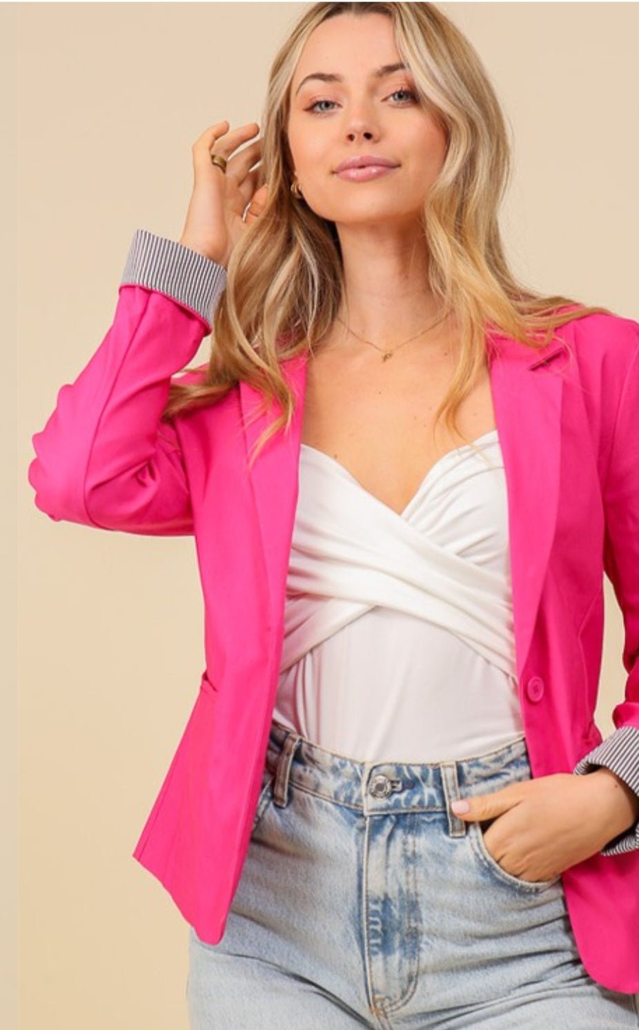 The Nia Hot Pink Blazer - Zoey n Pearl's