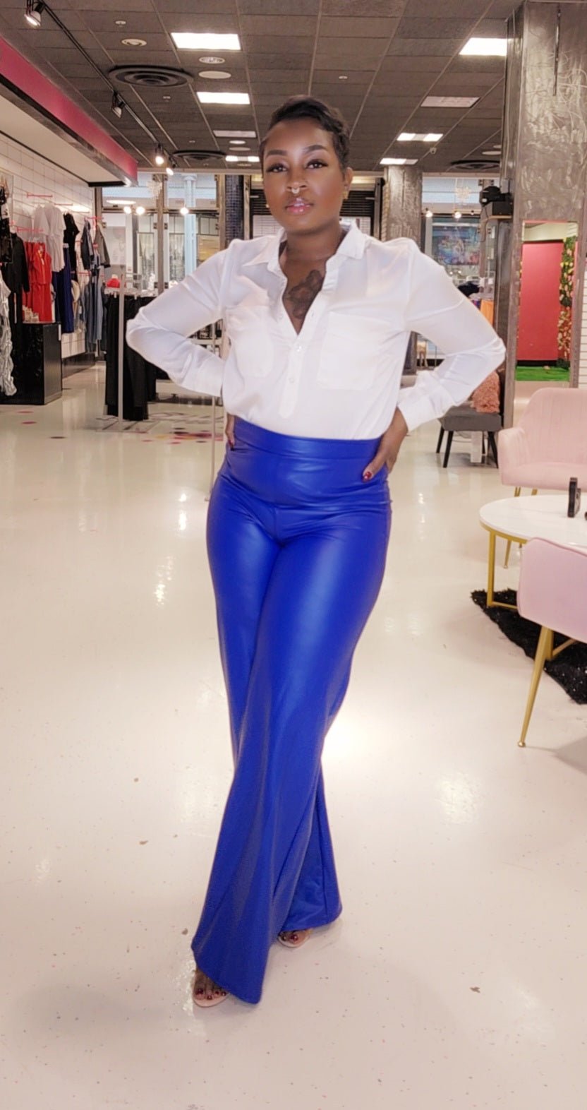 The Royal Blue PU Leather Pants - Zoey n Pearl's